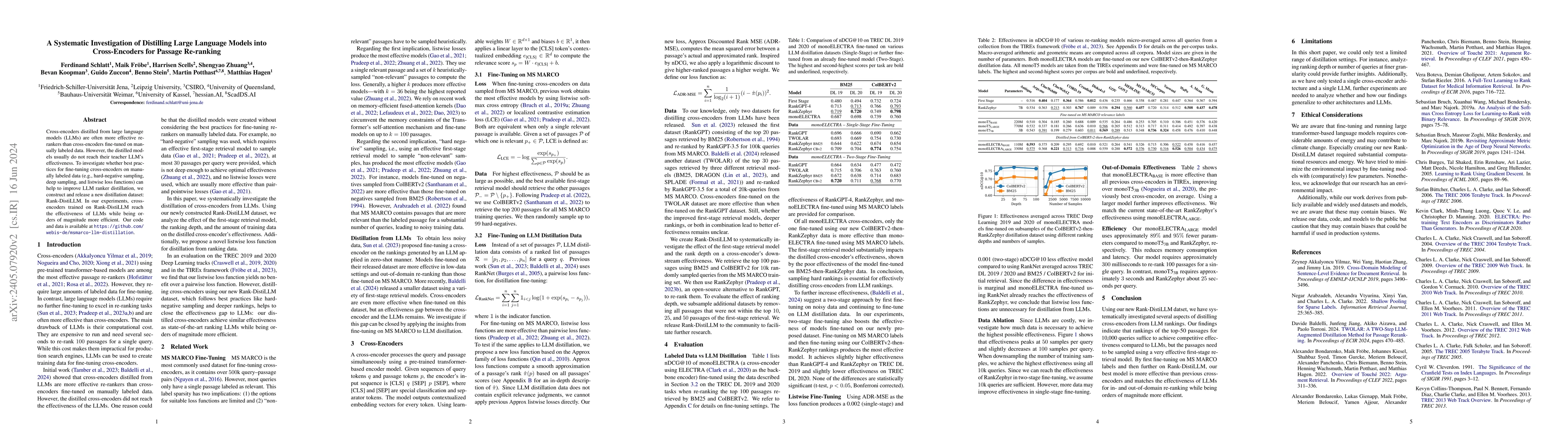 Thumbnail for A Systematic Investigation of Distilling Large Language Models into
  Cross-Encoders for Passage Re-ranking