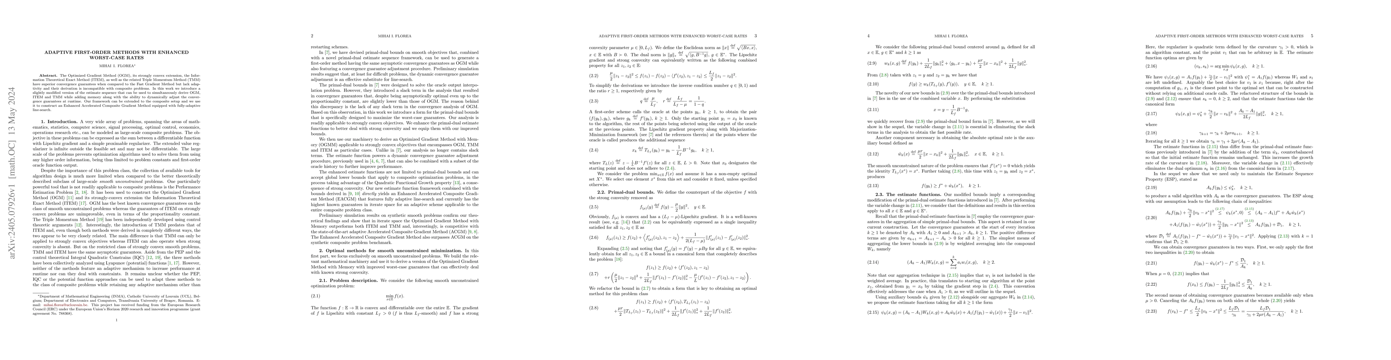 Thumbnail for Adaptive first-order methods with enhanced worst-case rates