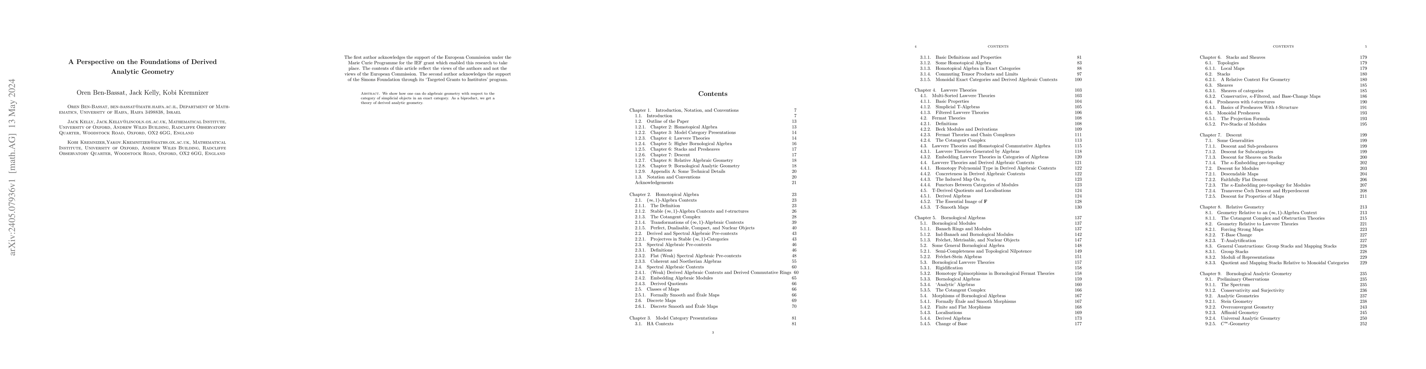 Thumbnail for A Perspective on the Foundations of Derived Analytic Geometry