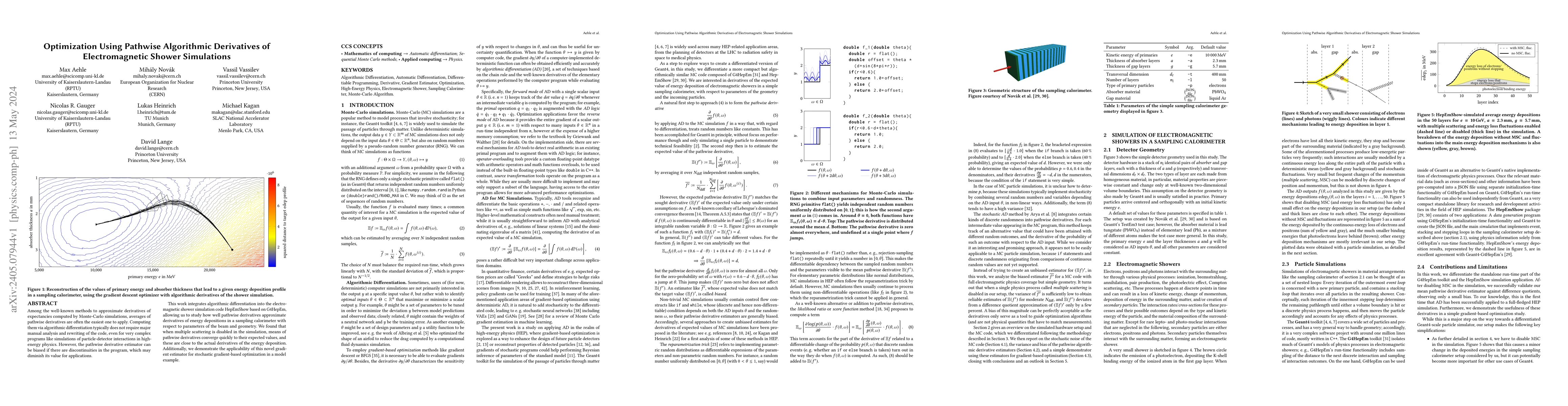 Thumbnail for Optimization Using Pathwise Algorithmic Derivatives of Electromagnetic
  Shower Simulations