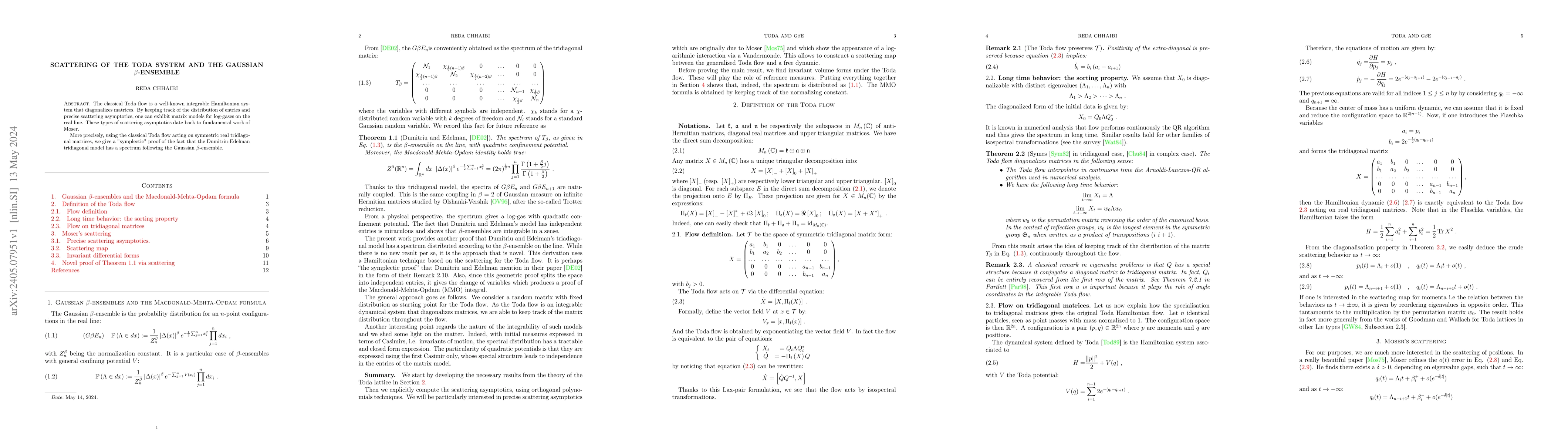 Thumbnail for Scattering of the Toda system and the Gaussian $\beta$-ensemble