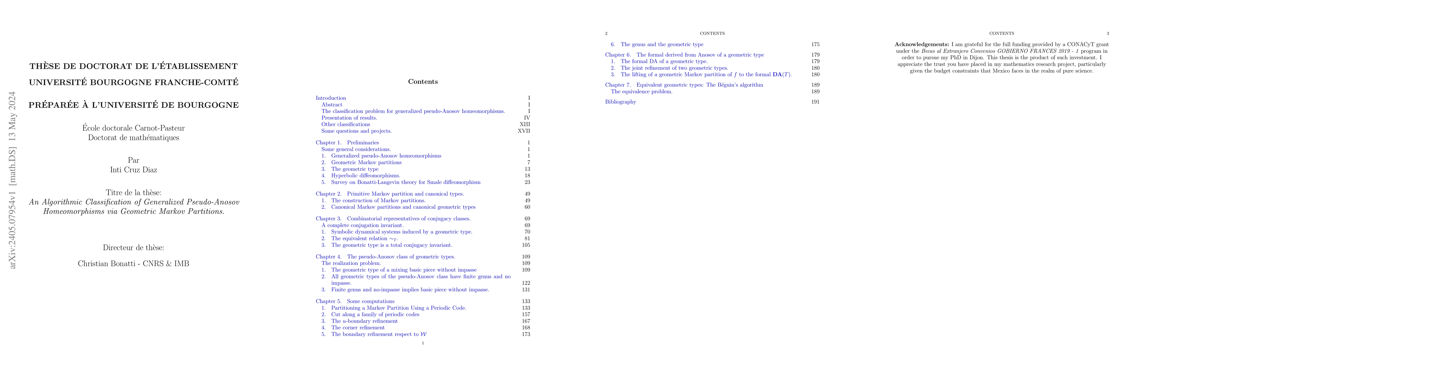 Thumbnail for An Algorithmic Classification of Generalized Pseudo-Anosov
  Homeomorphisms via Geometric Markov Partitions