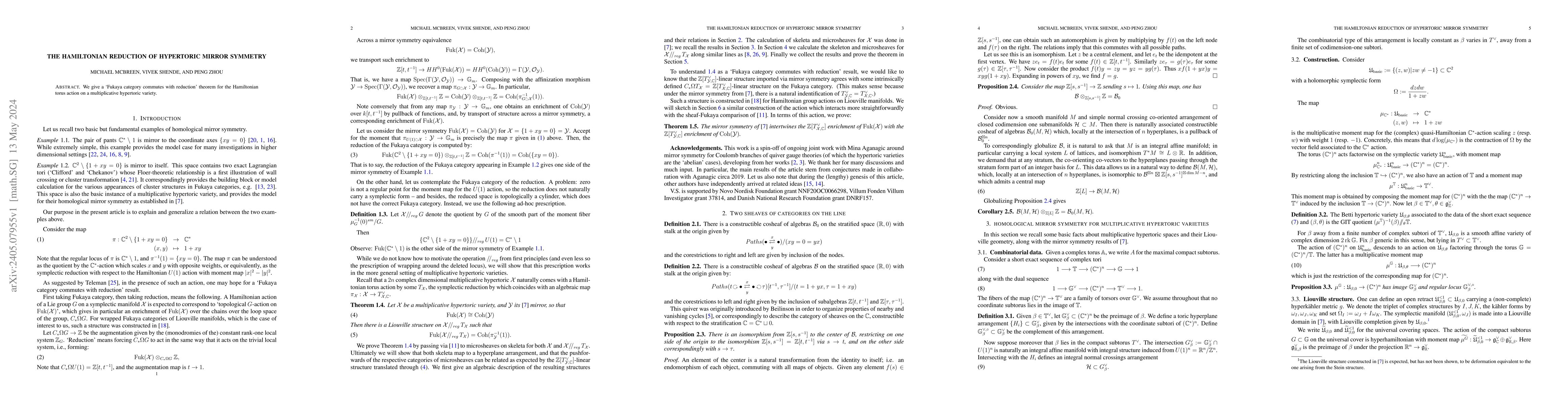 Thumbnail for The Hamiltonian reduction of hypertoric mirror symmetry