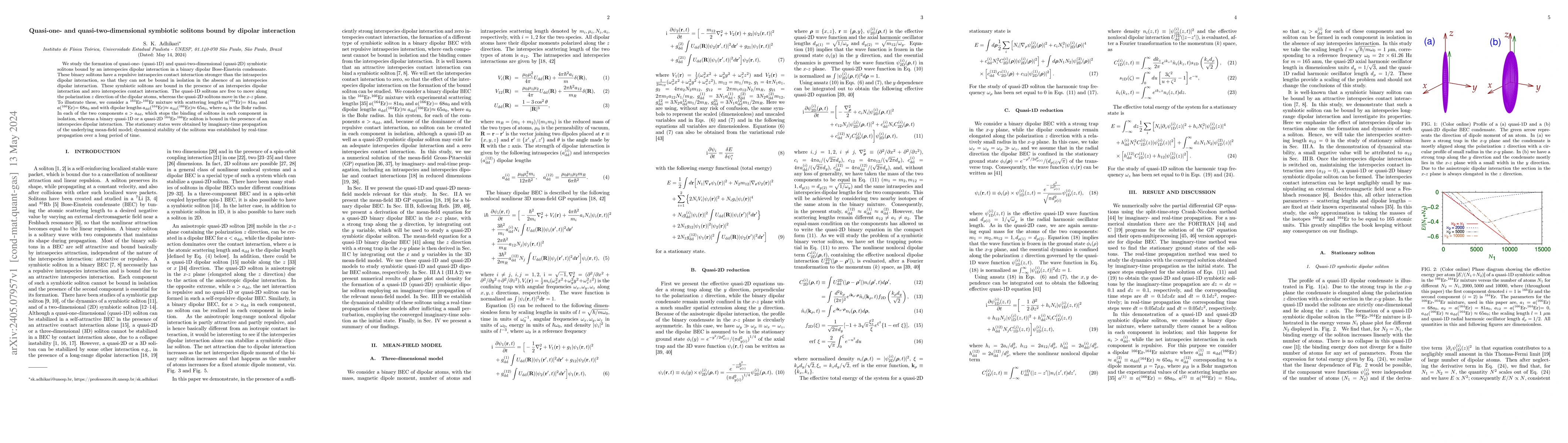 Thumbnail for Quasi-one- and quasi-two-dimensional symbiotic solitons bound by dipolar
  interaction