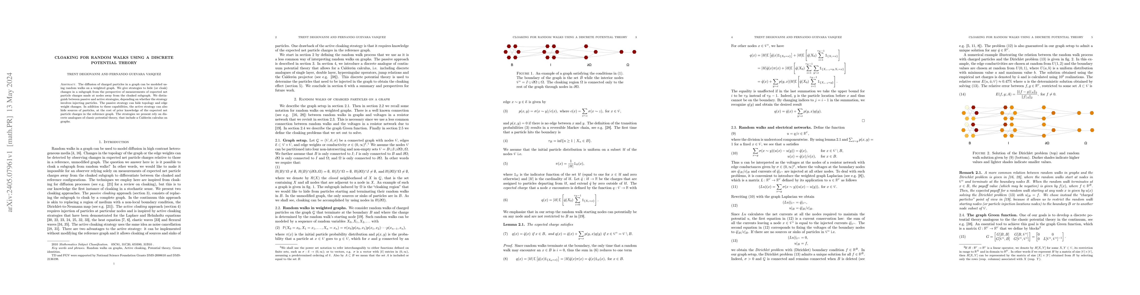Thumbnail for Cloaking for random walks using a discrete potential theory