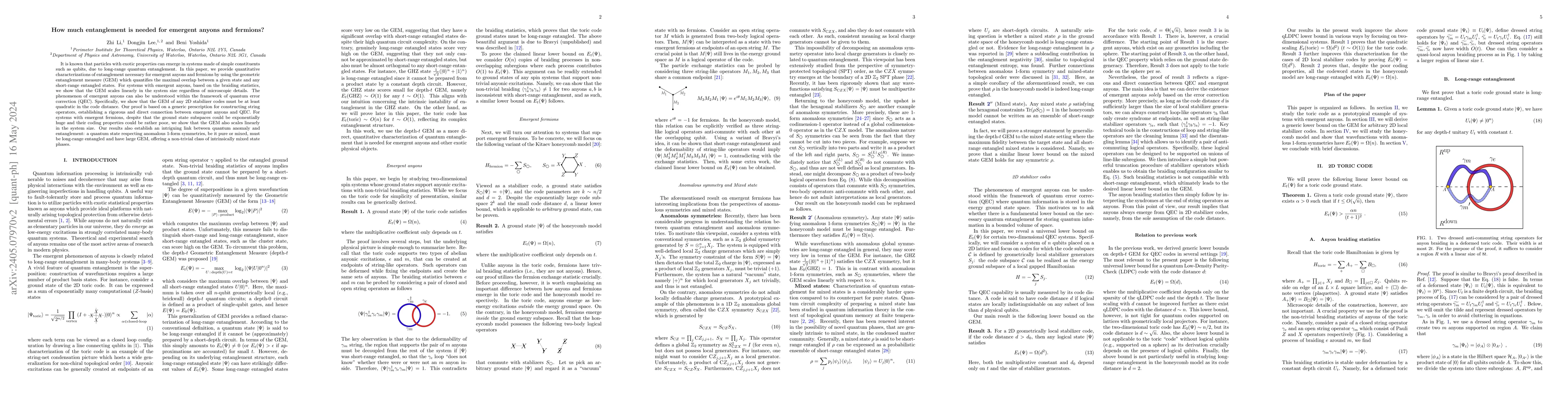 Thumbnail for How much entanglement is needed for emergent anyons and fermions?