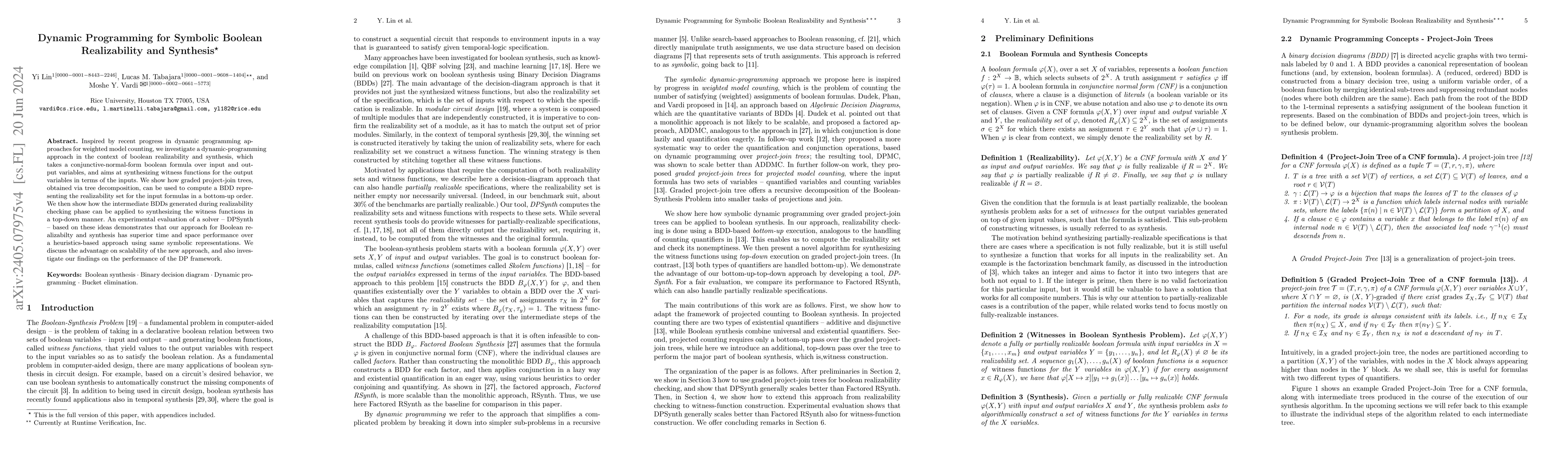 Thumbnail for Dynamic Programming for Symbolic Boolean Realizability and Synthesis