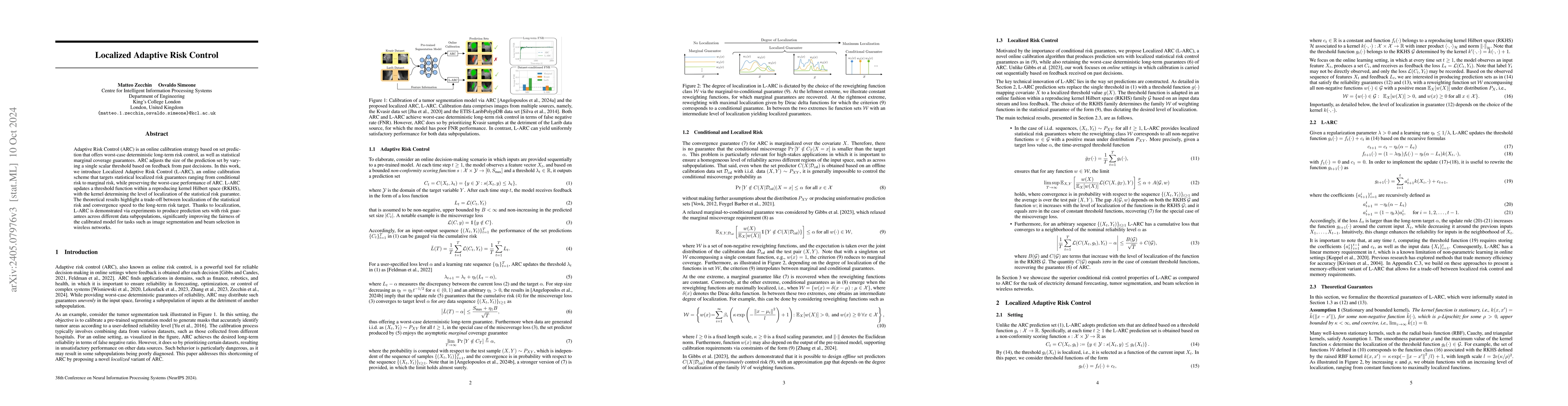 Thumbnail for Localized Adaptive Risk Control