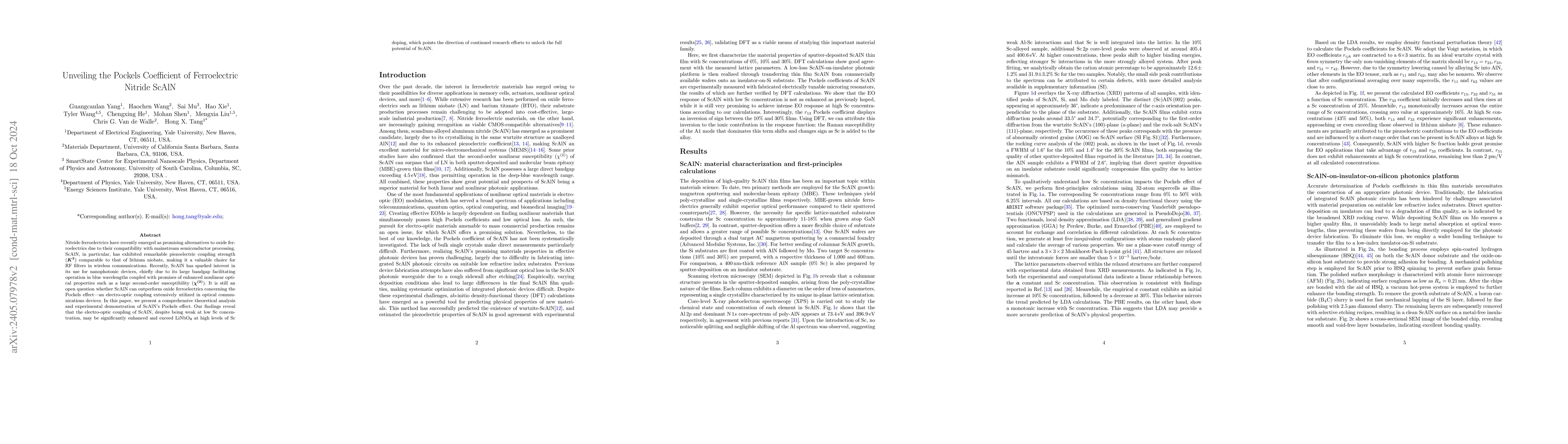 Thumbnail for Unveiling the Pockels Coefficient of Ferroelectric Nitride ScAlN