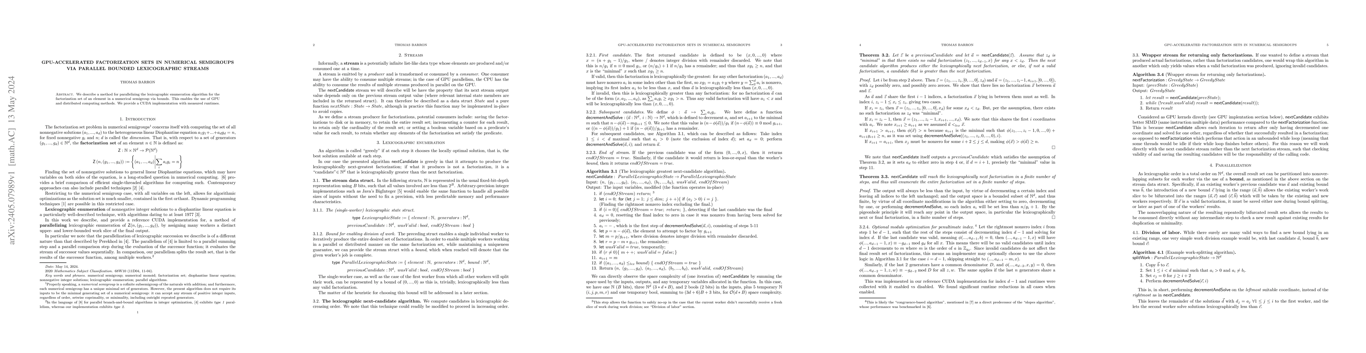 Thumbnail for GPU-accelerated factorization sets in numerical semigroups via parallel
  bounded lexicographic streams