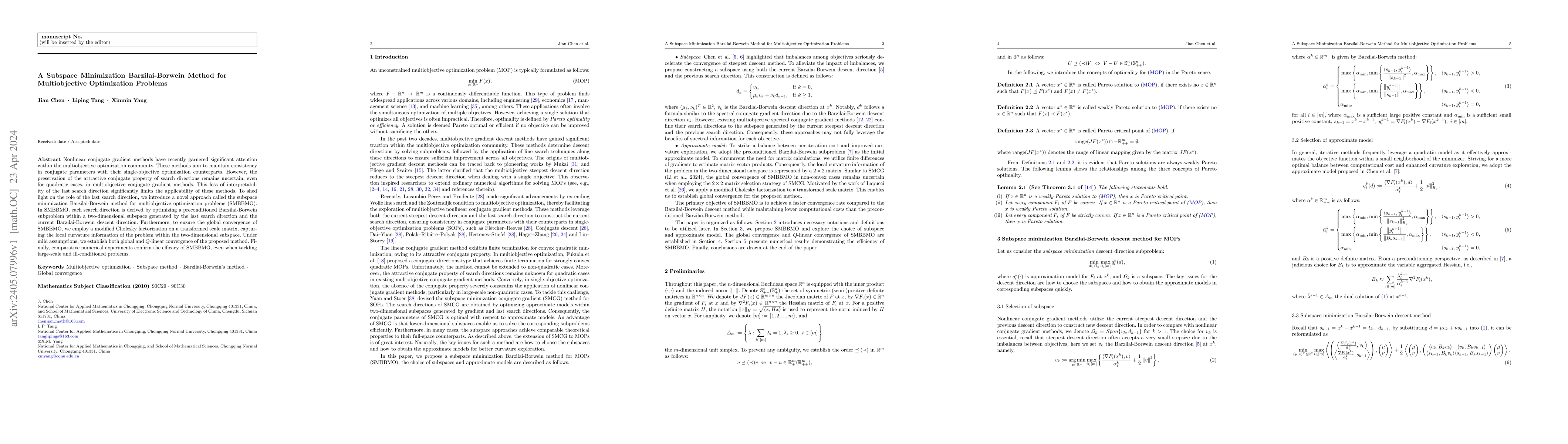 Thumbnail for A Subspace Minimization Barzilai-Borwein Method for Multiobjective
  Optimization Problems