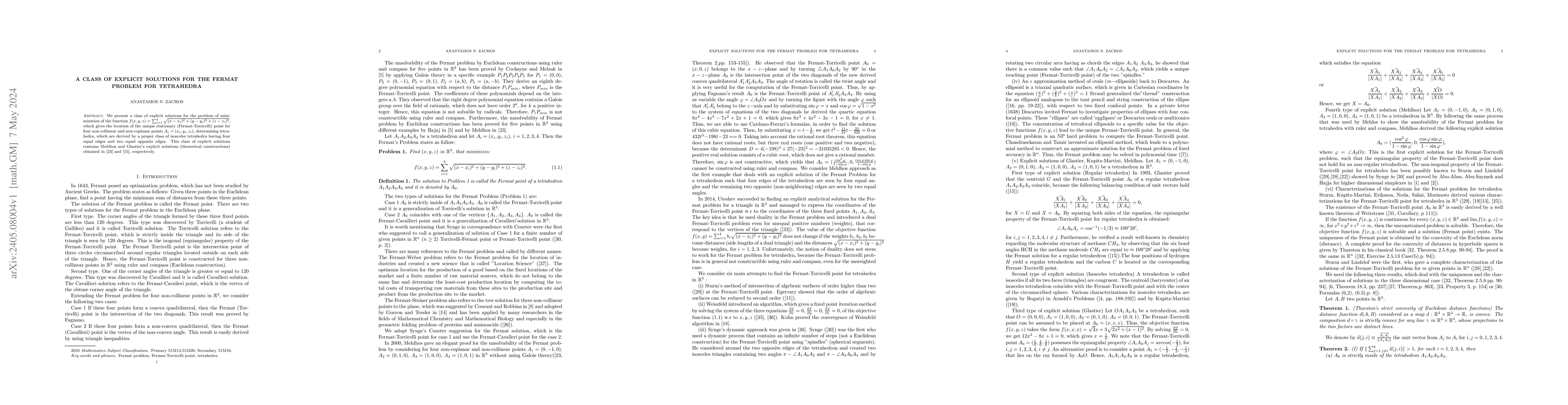 Thumbnail for A class of explicit solutions for the Fermat problem for tetrahedra