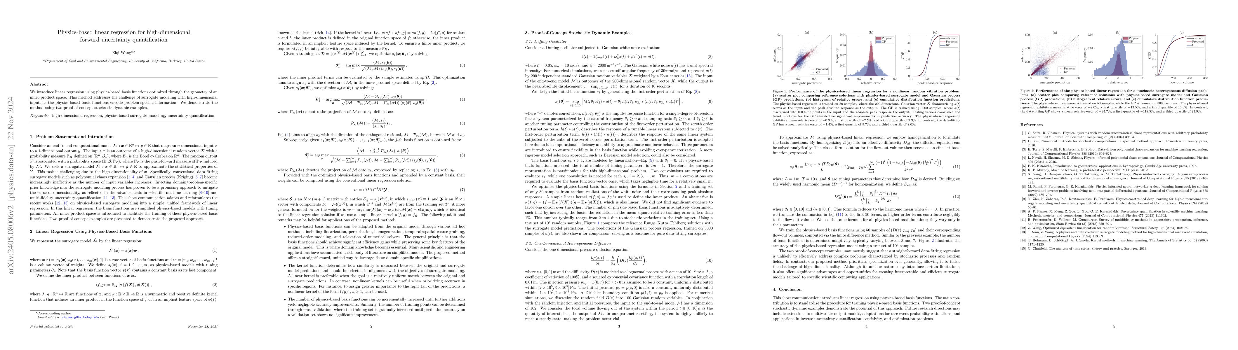 Thumbnail for Physics-based linear regression for high-dimensional forward uncertainty
  quantification