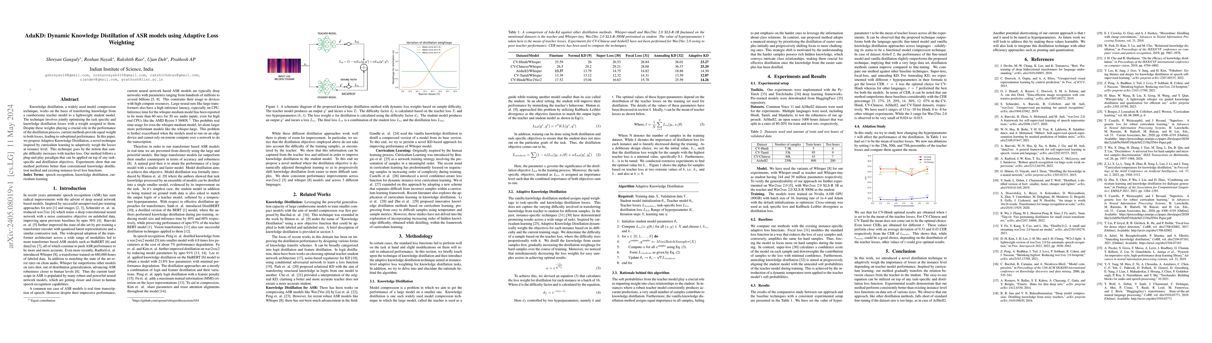 Thumbnail for AdaKD: Dynamic Knowledge Distillation of ASR models using Adaptive Loss
  Weighting