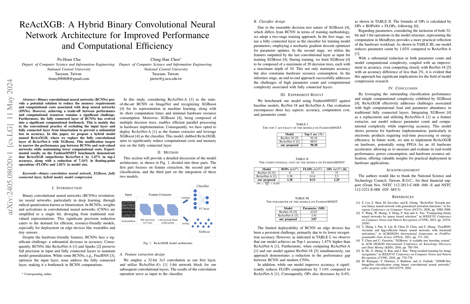 Thumbnail for ReActXGB: A Hybrid Binary Convolutional Neural Network Architecture for
  Improved Performance and Computational Efficiency