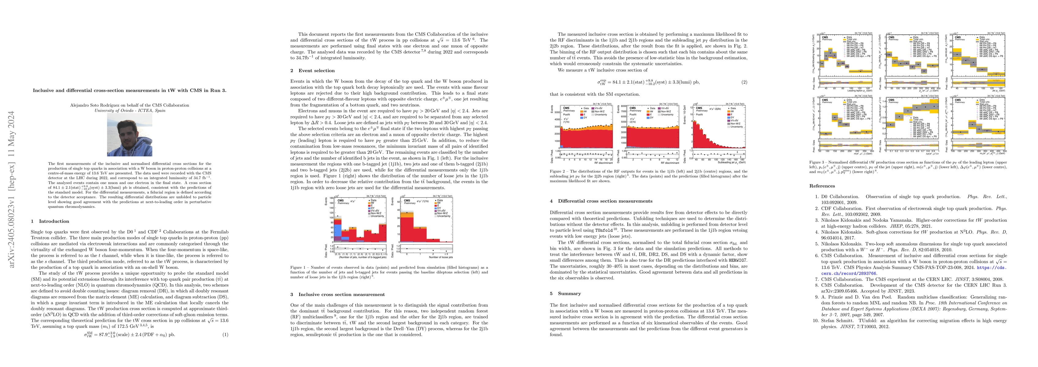 Thumbnail for Inclusive and differential cross-section measurements in tW with CMS in
  Run 3