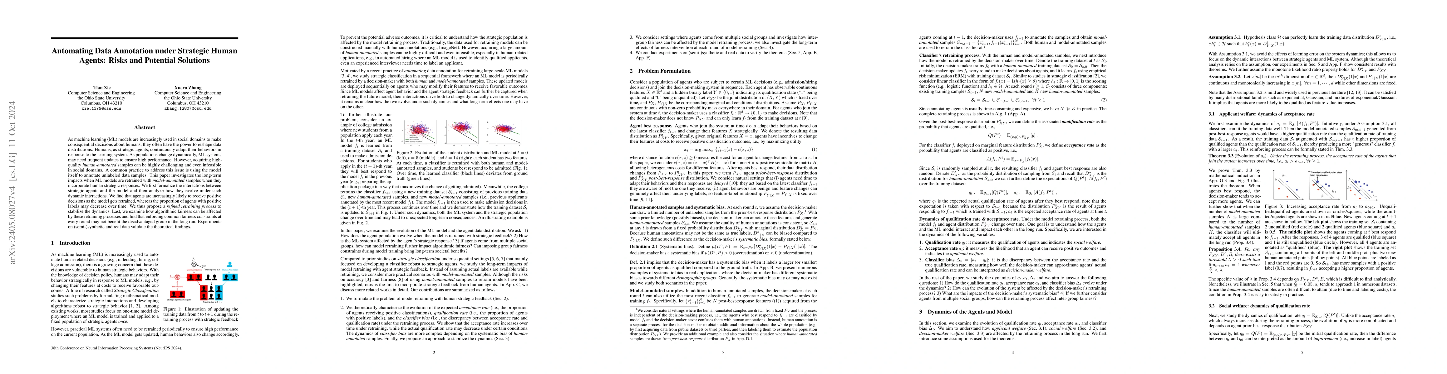 Thumbnail for Automating Data Annotation under Strategic Human Agents: Risks and
  Potential Solutions