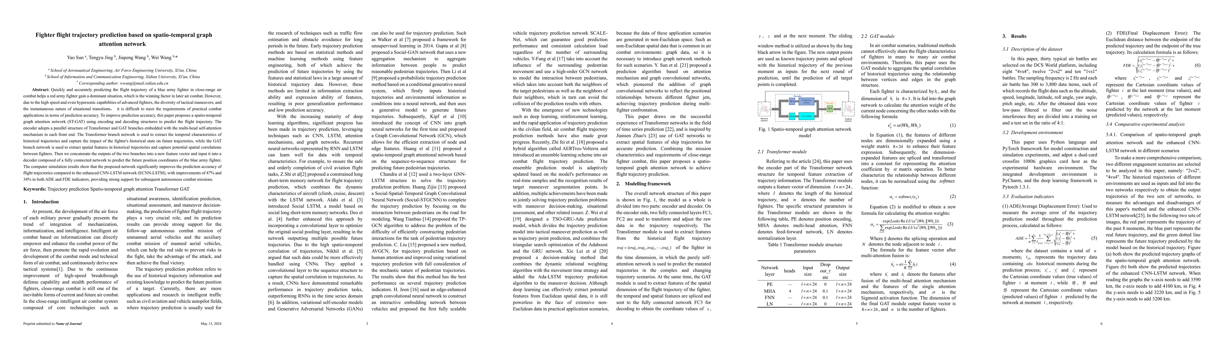 Thumbnail for Fighter flight trajectory prediction based on spatio-temporal graphcial
  attention network