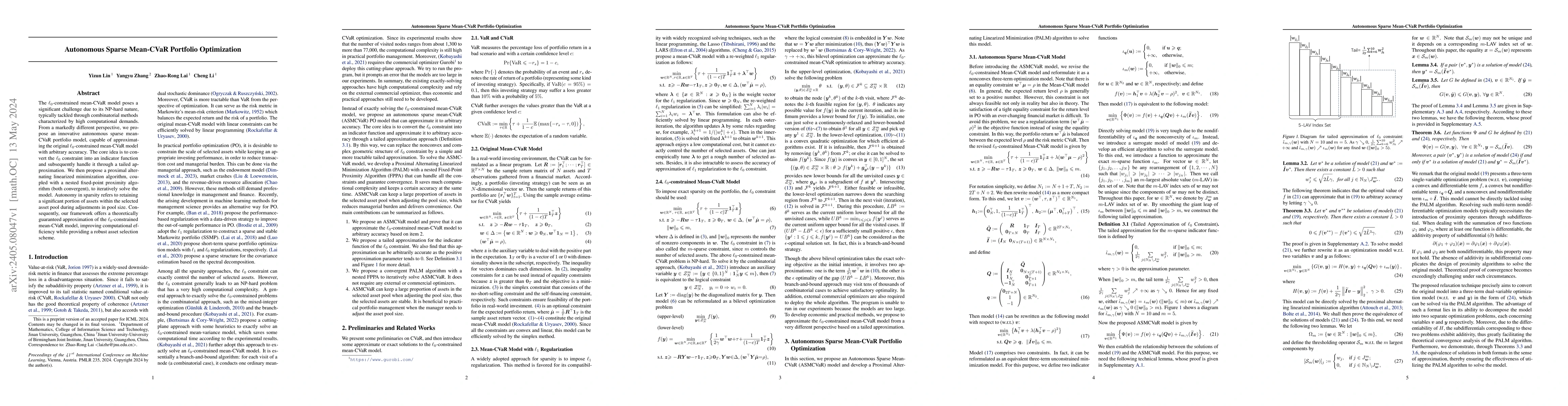 Thumbnail for Autonomous Sparse Mean-CVaR Portfolio Optimization