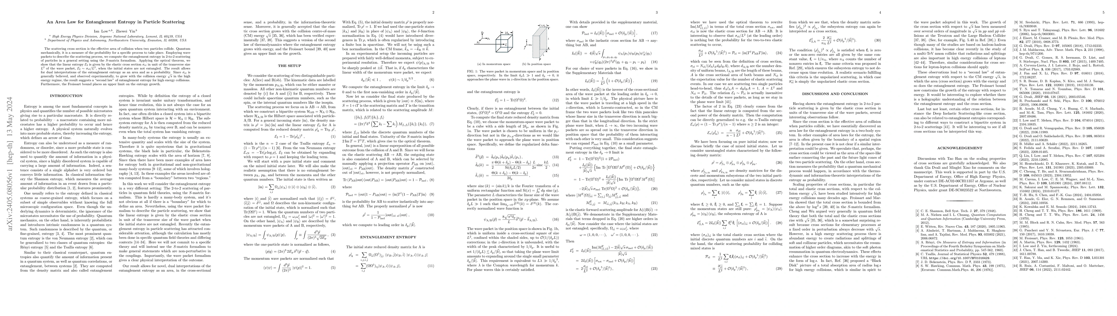 Thumbnail for An Area Law for Entanglement Entropy in Particle Scattering