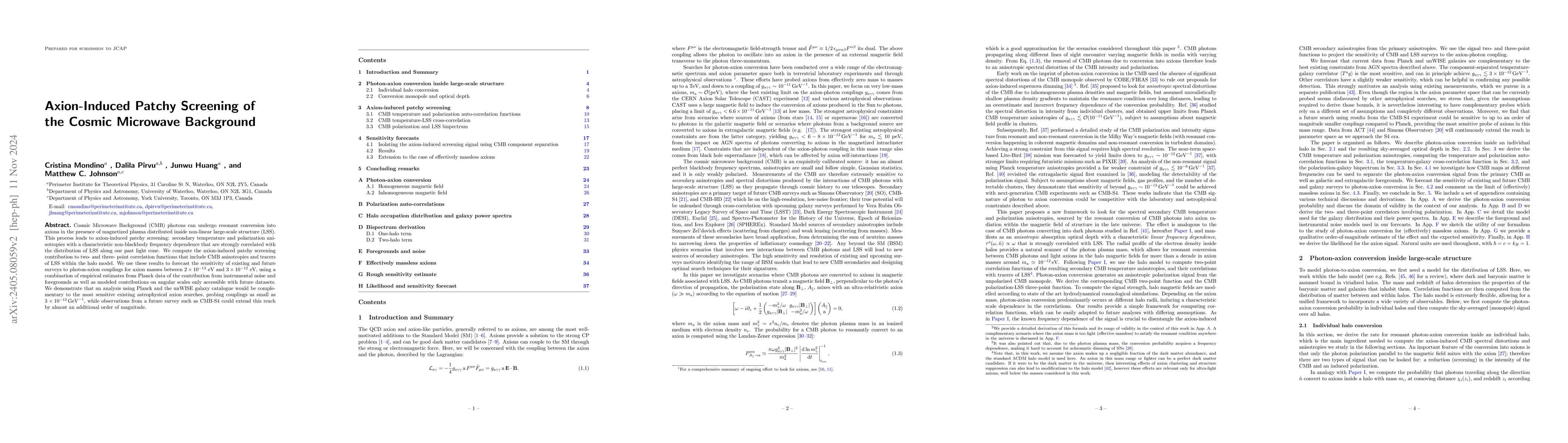 Thumbnail for Axion-Induced Patchy Screening of the Cosmic Microwave Background