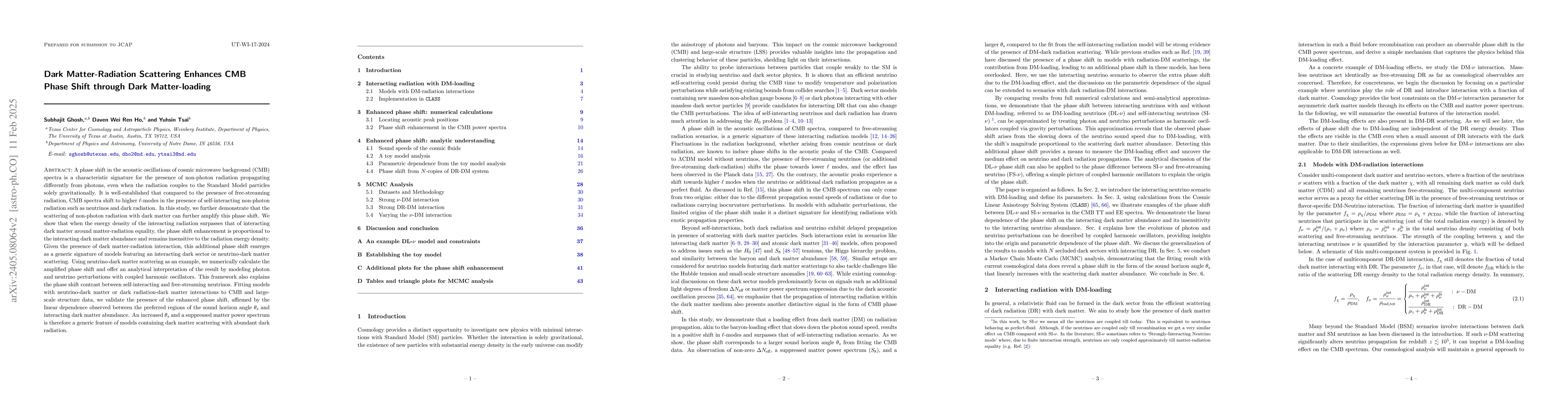Thumbnail for Dark Matter-Radiation Scattering Enhances CMB Phase Shift through Dark
  Matter-loading