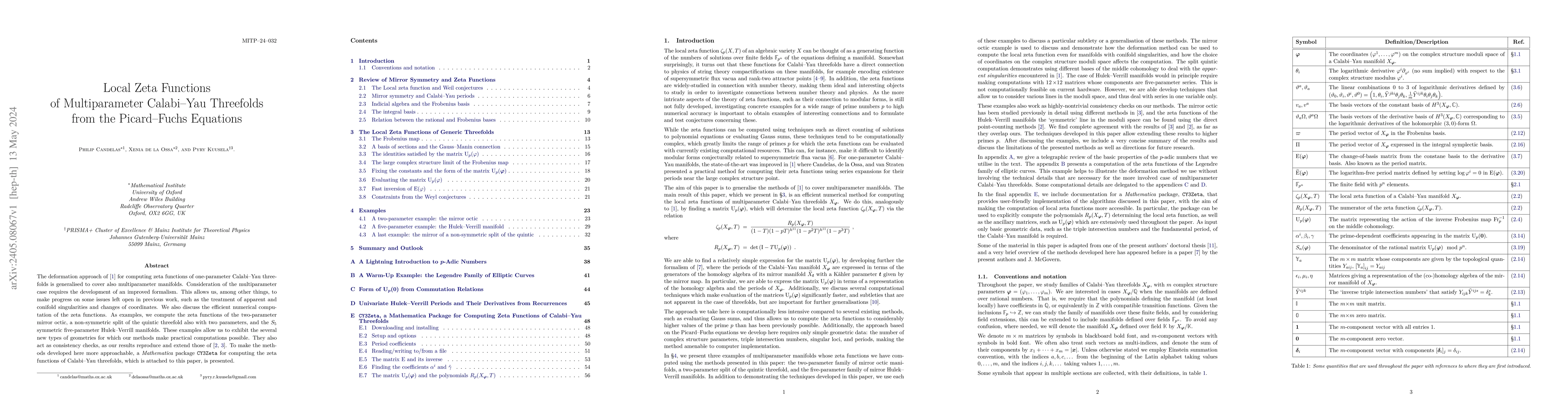 Thumbnail for Local Zeta Functions of Multiparameter Calabi-Yau Threefolds from the
  Picard-Fuchs Equations