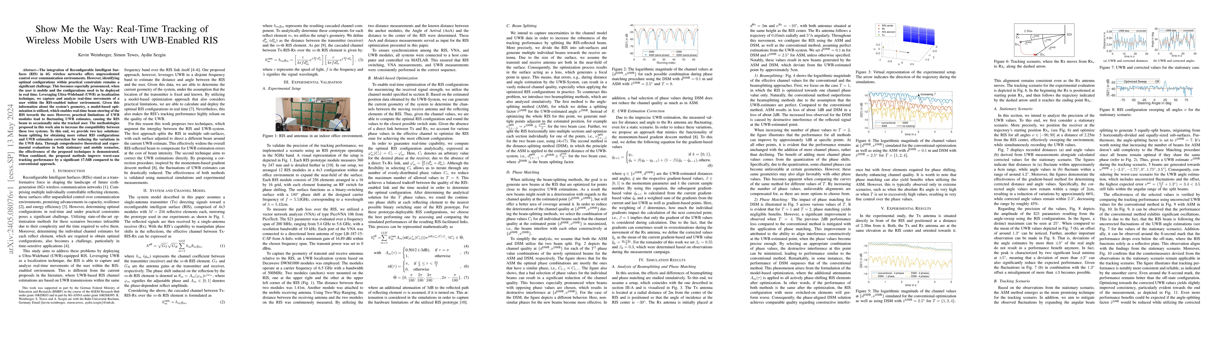 Thumbnail for Show Me the Way: Real-Time Tracking of Wireless Mobile Users with
  UWB-Enabled RIS