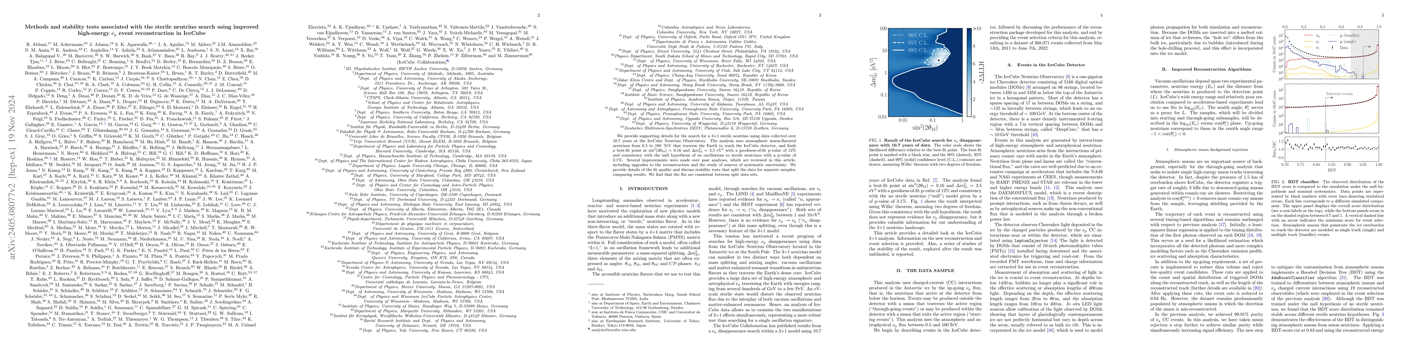 Thumbnail for Methods and stability tests associated with the sterile neutrino search
  using improved high-energy $\nu_\mu$ event reconstruction in IceCube