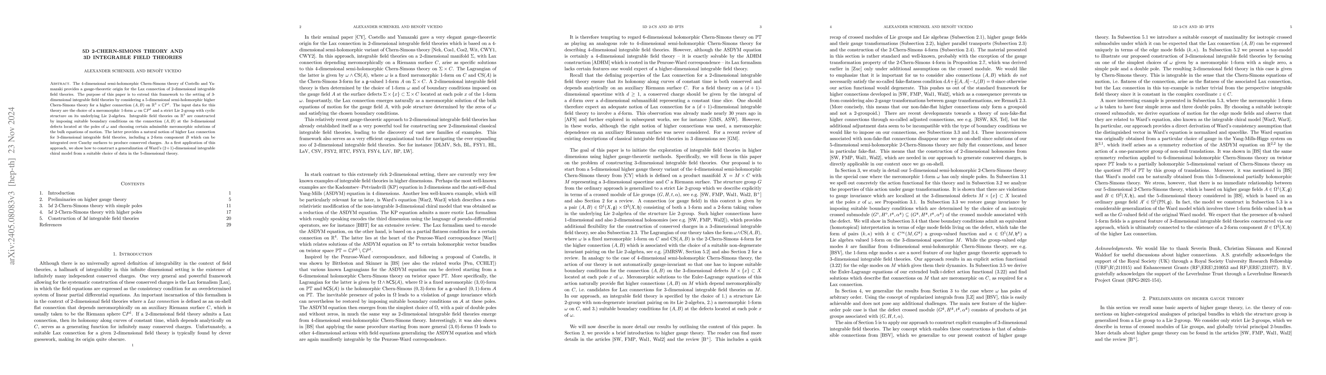 Thumbnail for 5d 2-Chern-Simons theory and 3d integrable field theories