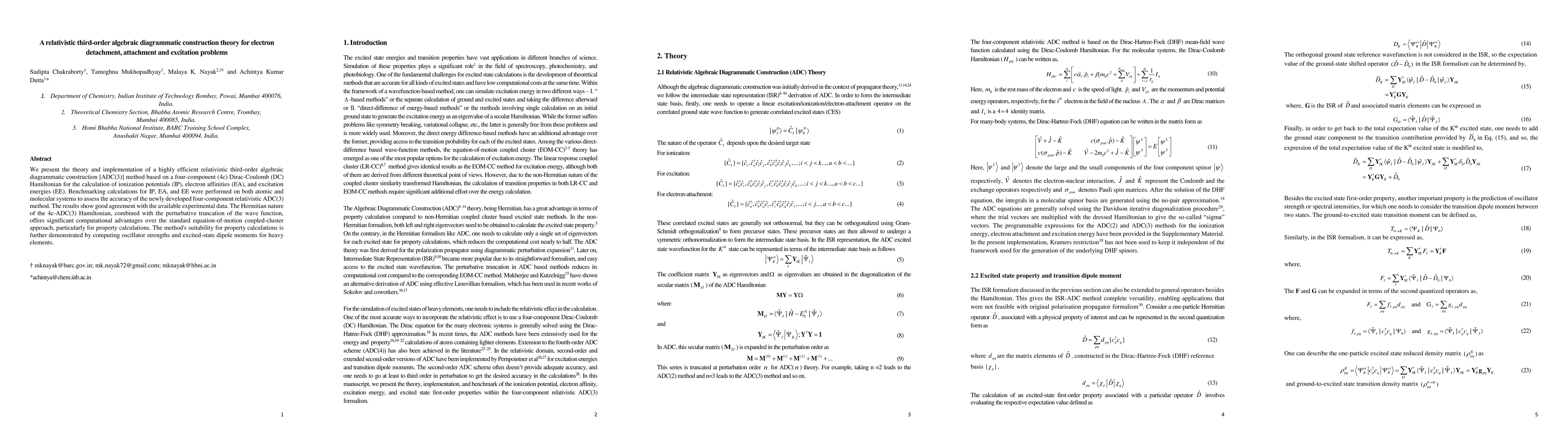 Thumbnail for Four-component relativistic third-order algebraic diagrammatic
  construction theory for electron detachment, attachment, electronic
  excitation problem and calculation of first order transition properties