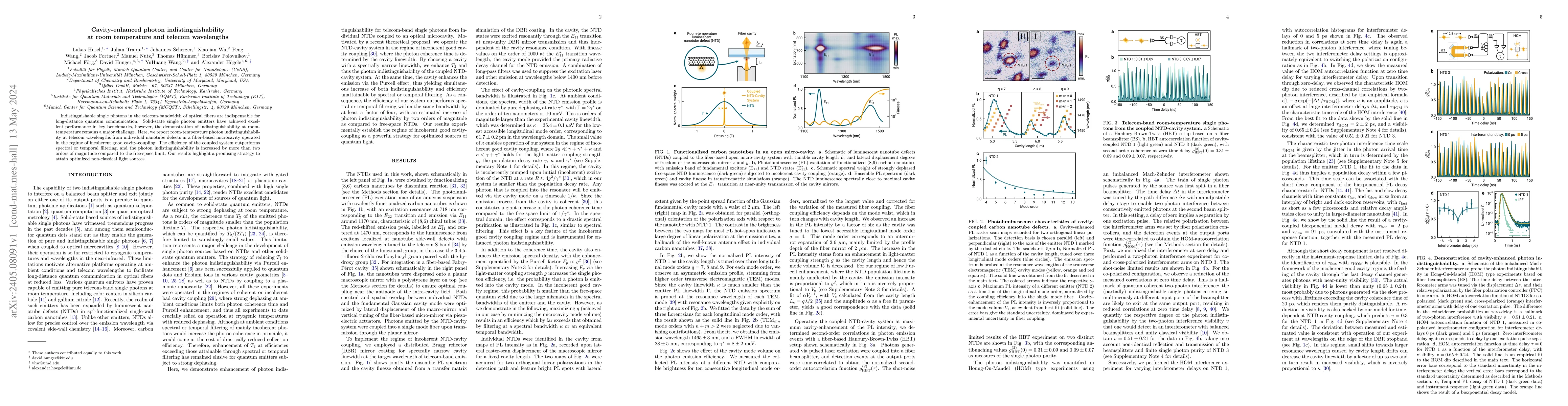 Thumbnail for Cavity-enhanced photon indistinguishability at room temperature and
  telecom wavelengths