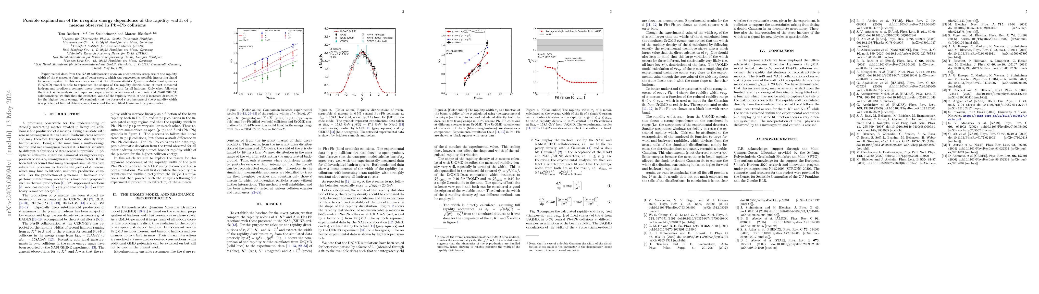 Thumbnail for Possible explanation of the irregular energy dependence of the rapidity
  width of $\phi$ mesons observed in Pb+Pb collisions
