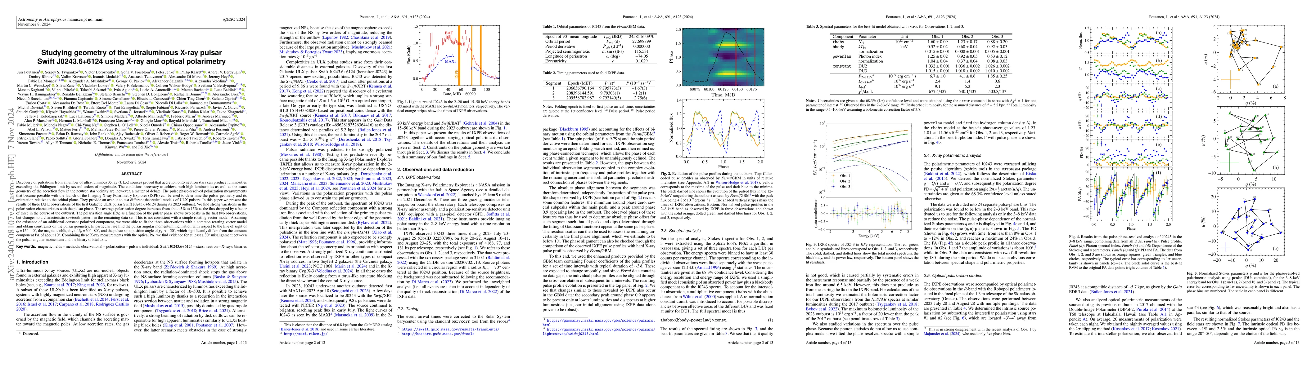 Thumbnail for Studying geometry of the ultraluminous X-ray pulsar Swift J0243.6+6124
  using X-ray and optical polarimetry