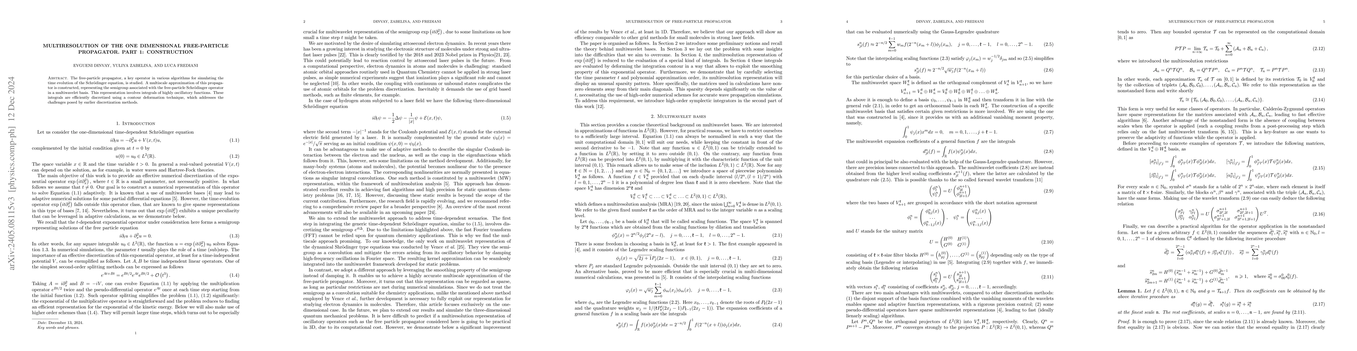 Thumbnail for Multiresolution of the one dimensional free-particle propagator