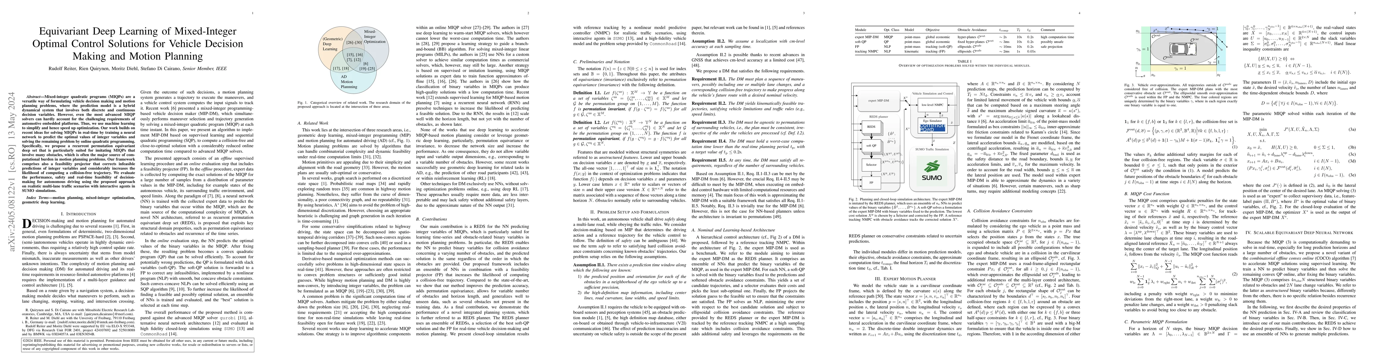 Thumbnail for Equivariant Deep Learning of Mixed-Integer Optimal Control Solutions for
  Vehicle Decision Making and Motion Planning