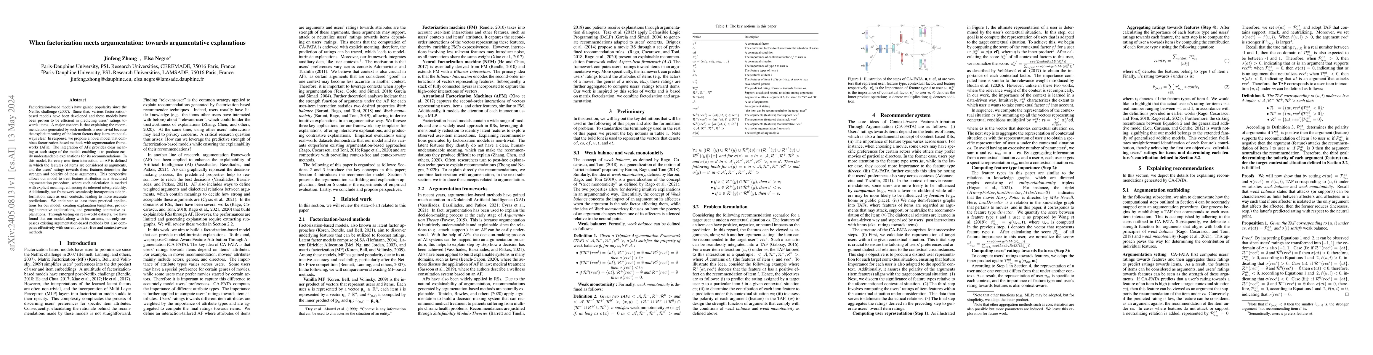 Thumbnail for When factorization meets argumentation: towards argumentative
  explanations