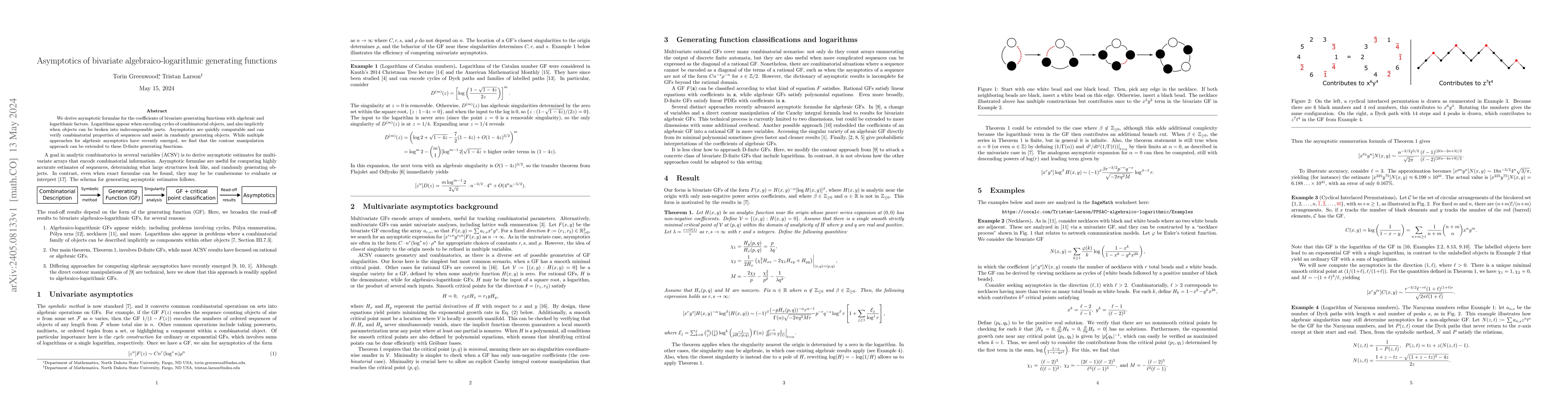 Thumbnail for Asymptotics of bivariate algebraico-logarithmic generating functions