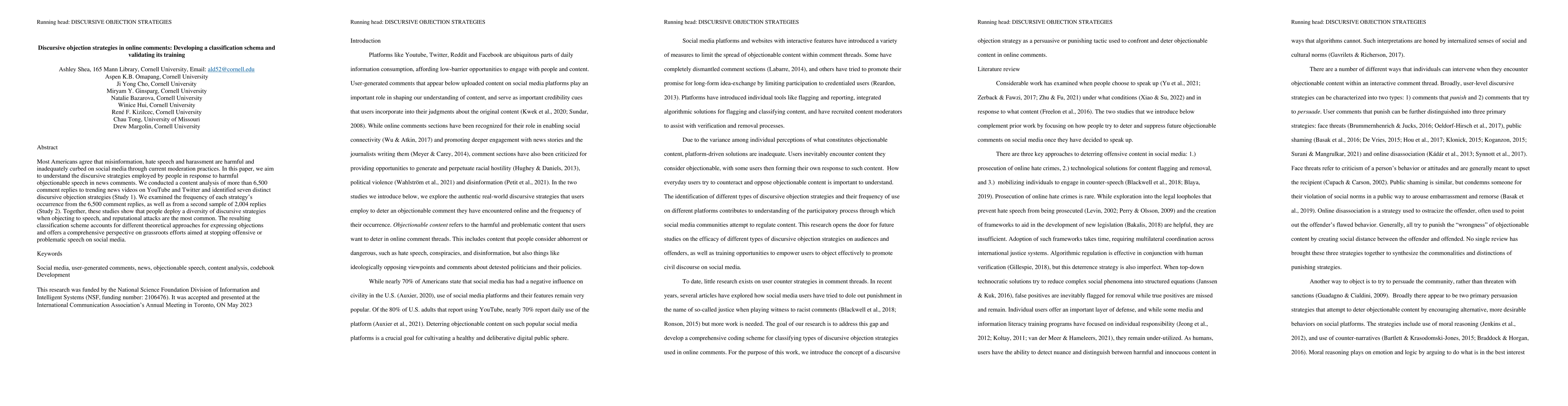 Thumbnail for Discursive objection strategies in online comments: Developing a
  classification schema and validating its training