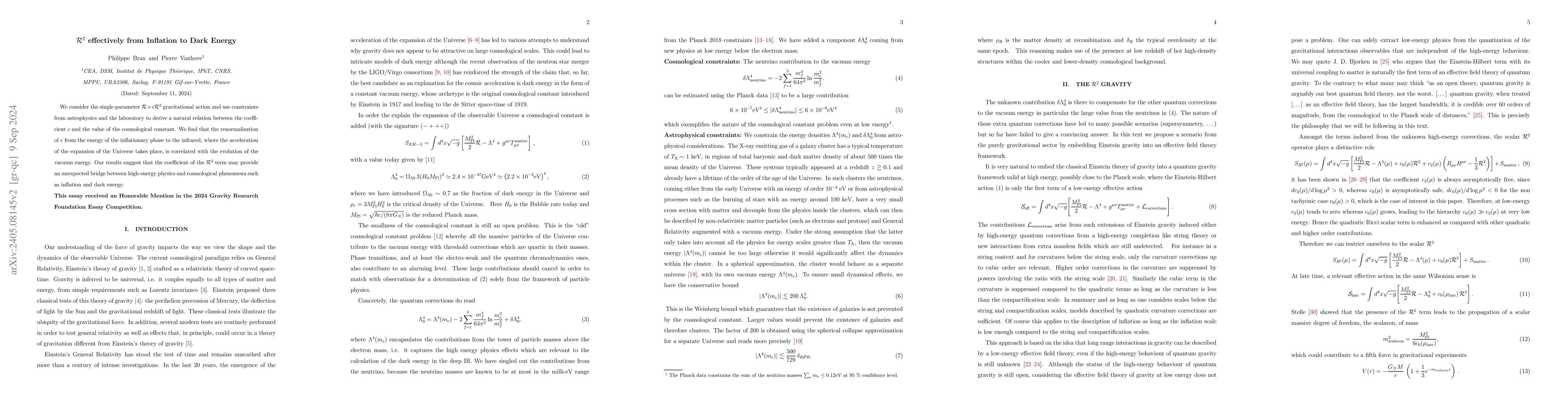 Thumbnail for $\mathcal{R}^2$ effectively from Inflation to Dark Energy