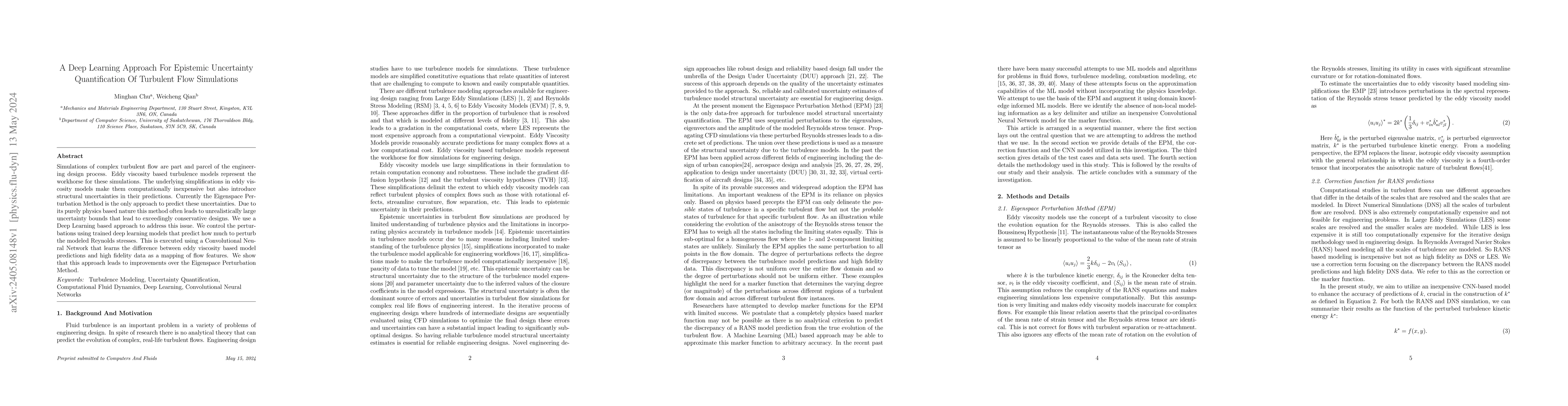 Thumbnail for A Deep Learning Approach For Epistemic Uncertainty Quantification Of
  Turbulent Flow Simulations