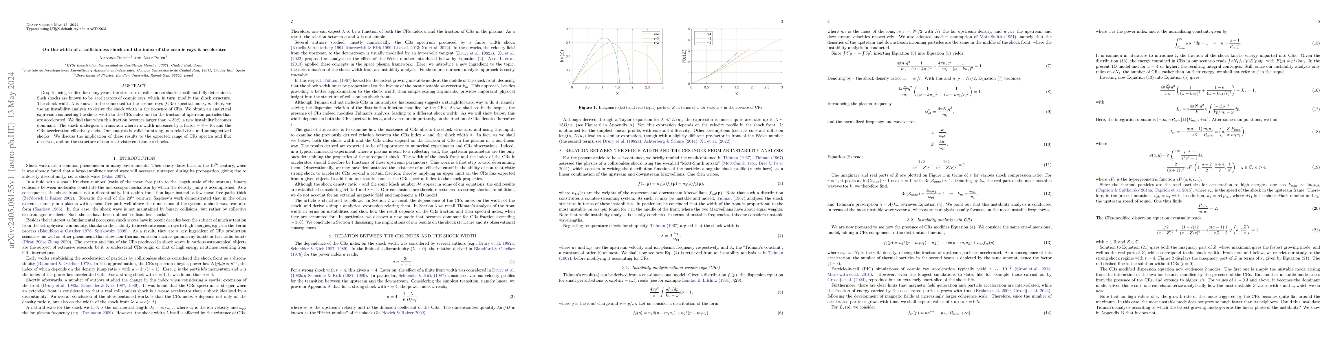 Thumbnail for On the width of a collisionless shock and the index of the cosmic rays
  it accelerates