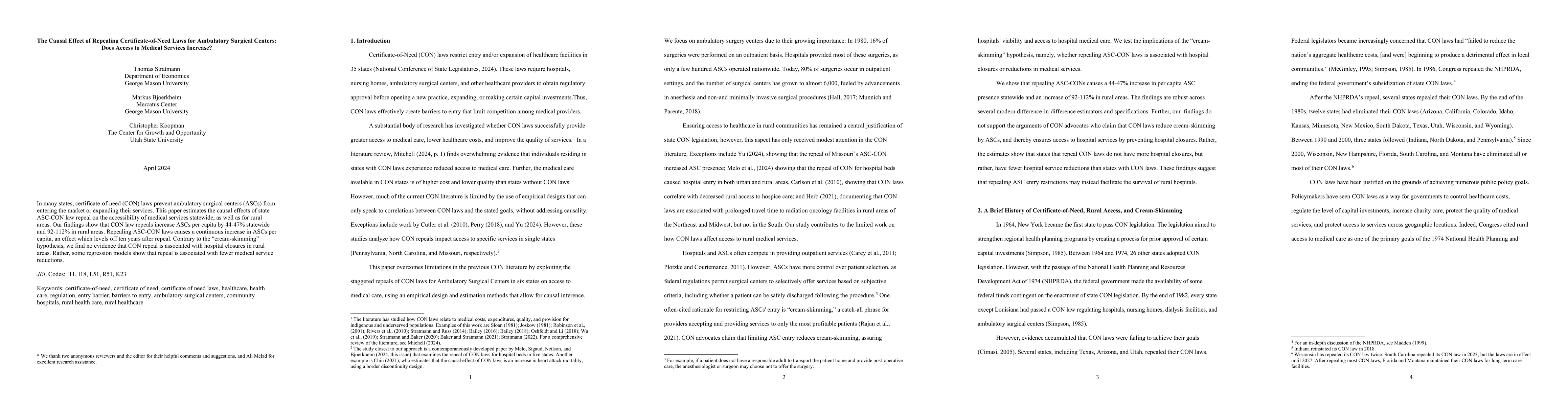 Thumbnail for The Causal Effect of Repealing Certificate-of-Need Laws for Ambulatory
  Surgical Centers: Does Access to Medical Services Increase?