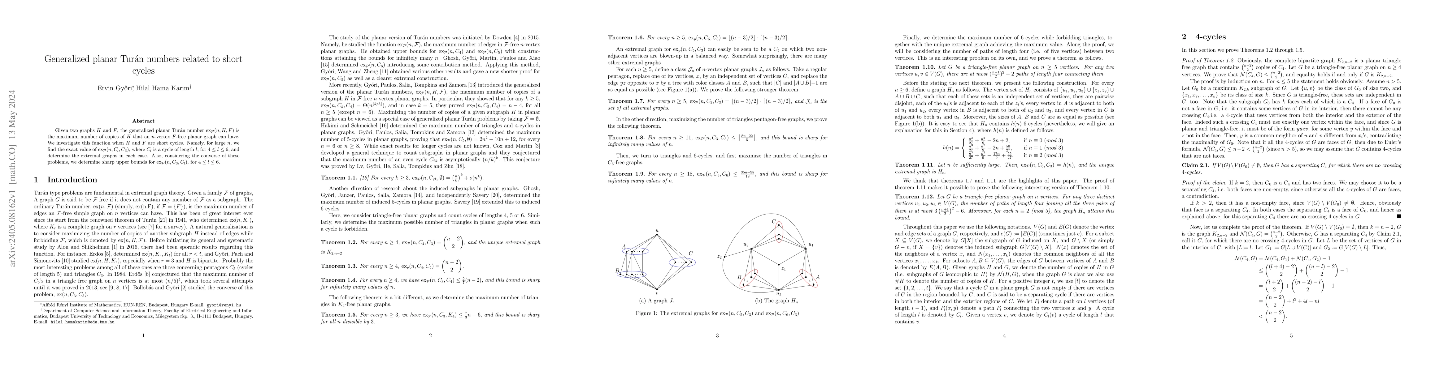 Thumbnail for Generalized planar Tur\'an numbers related to short cycles