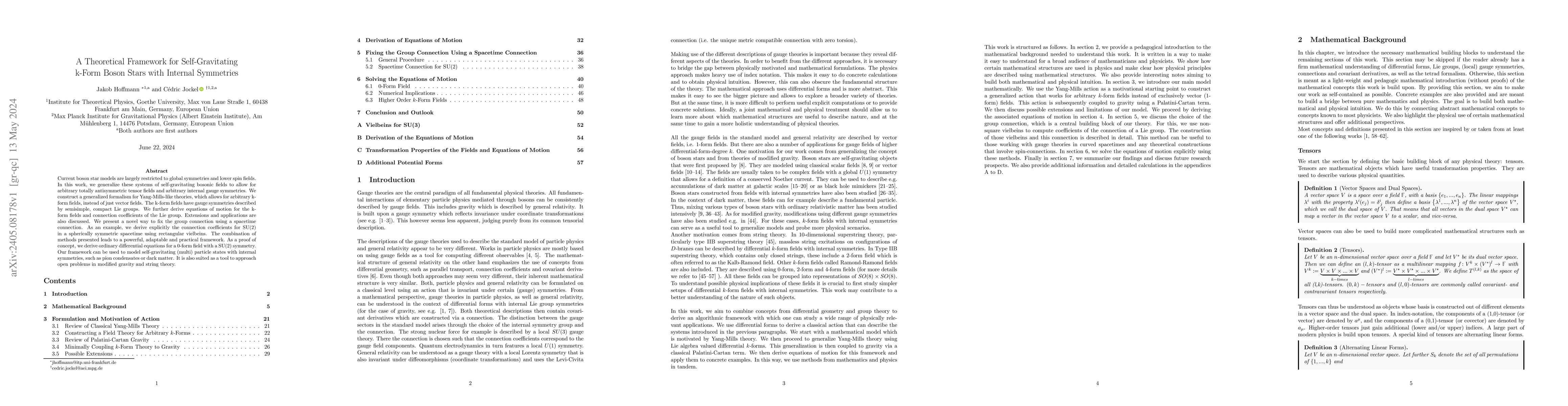 Thumbnail for A Theoretical Framework for Self-Gravitating k-Form Boson Stars with
  Internal Symmetries