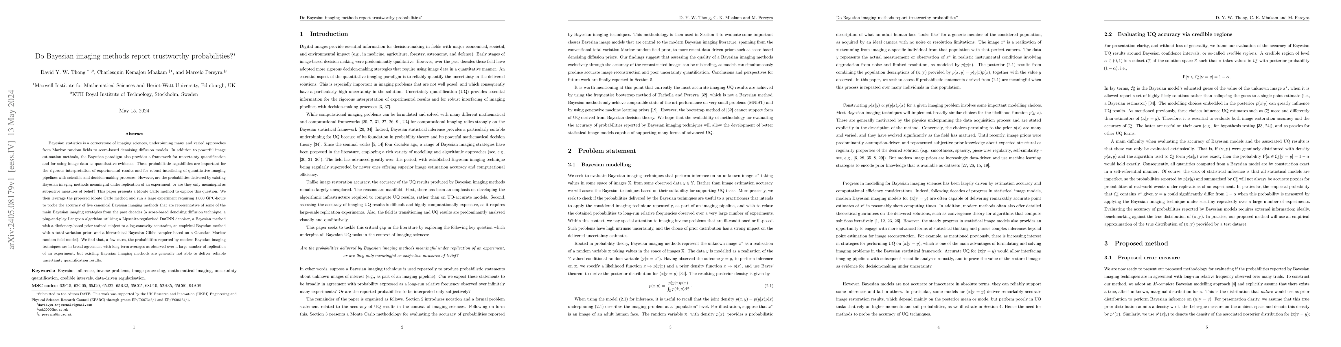 Thumbnail for Do Bayesian imaging methods report trustworthy probabilities?
