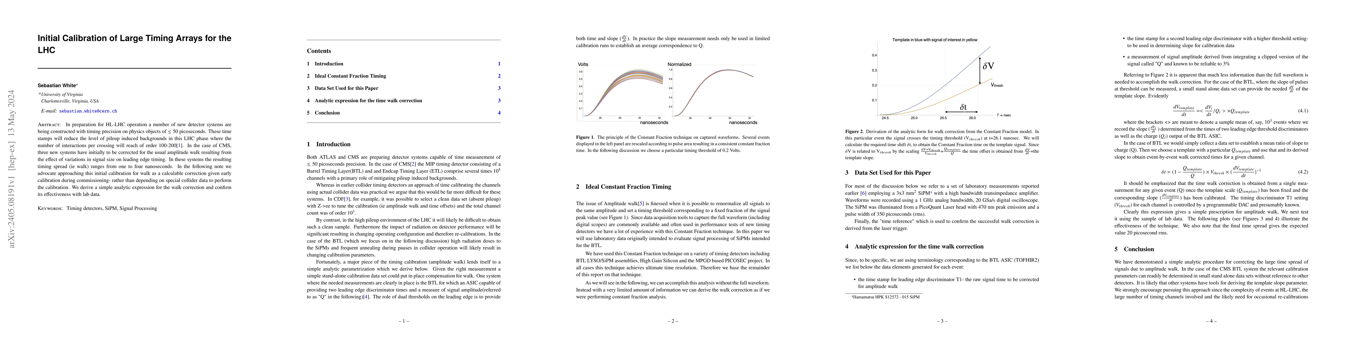 Thumbnail for Initial Calibration of Large Timing Arrays for the LHC