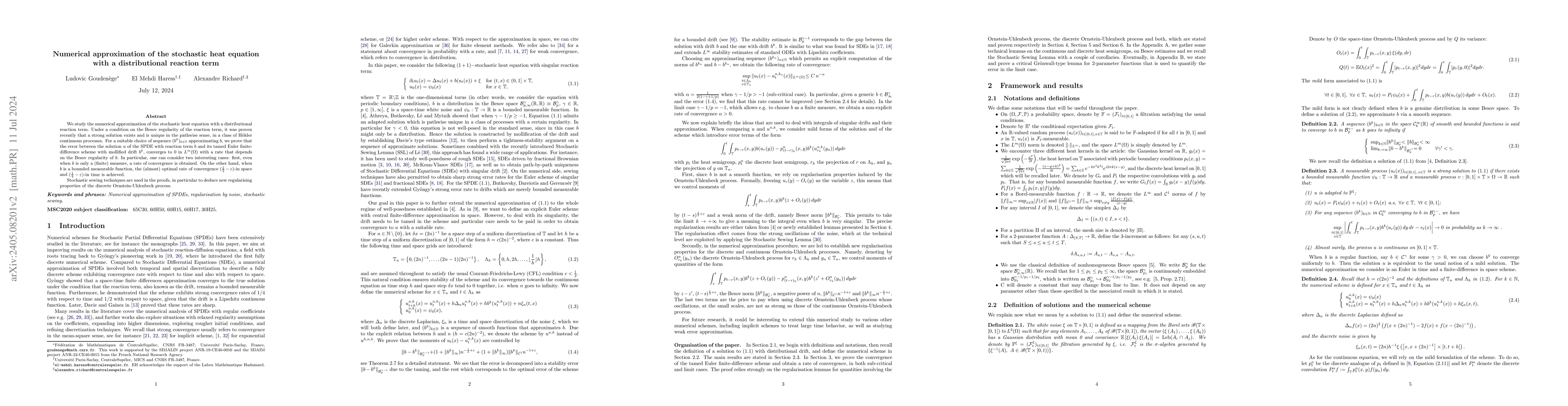 Thumbnail for Numerical approximation of the stochastic heat equation with a
  distributional reaction term