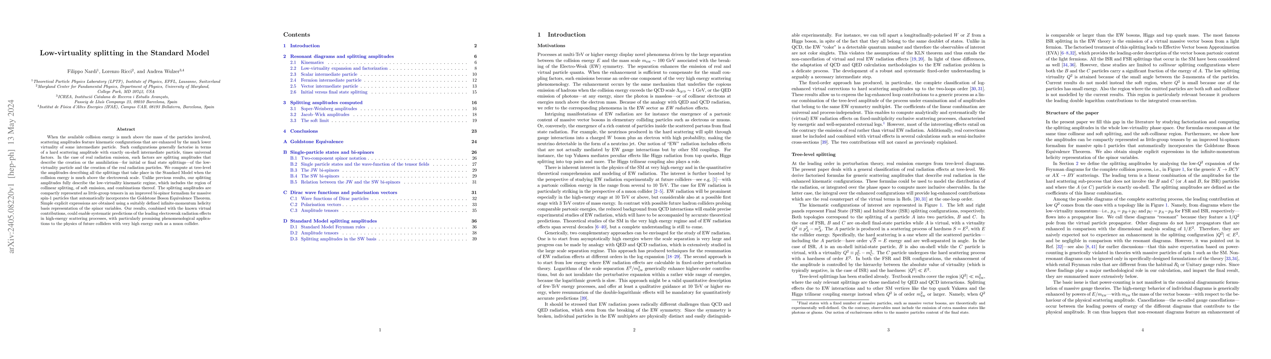 Thumbnail for Low-virtuality splitting in the Standard Model