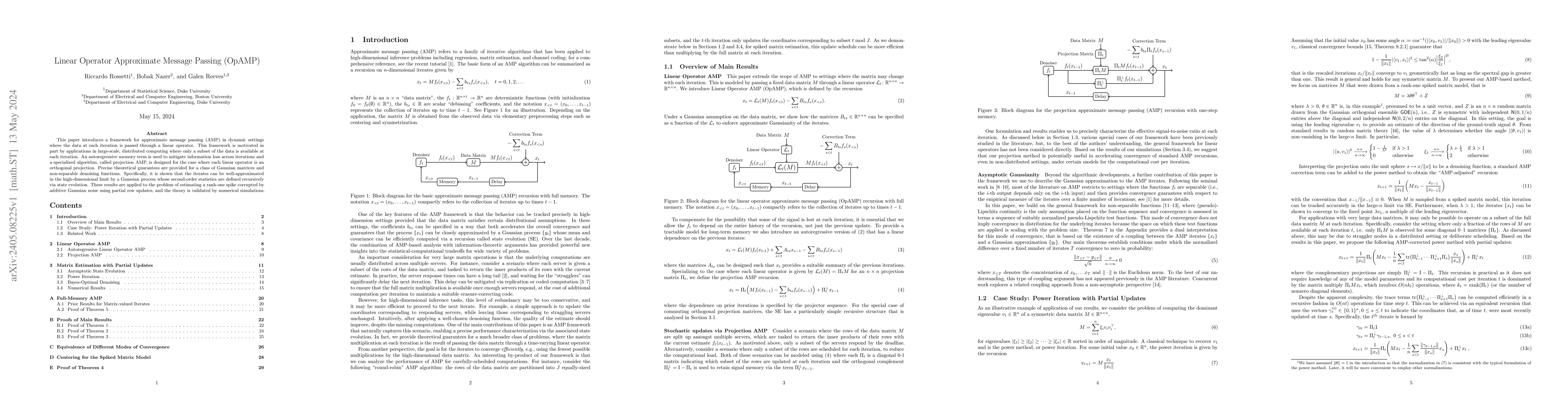 Thumbnail for Linear Operator Approximate Message Passing (OpAMP)